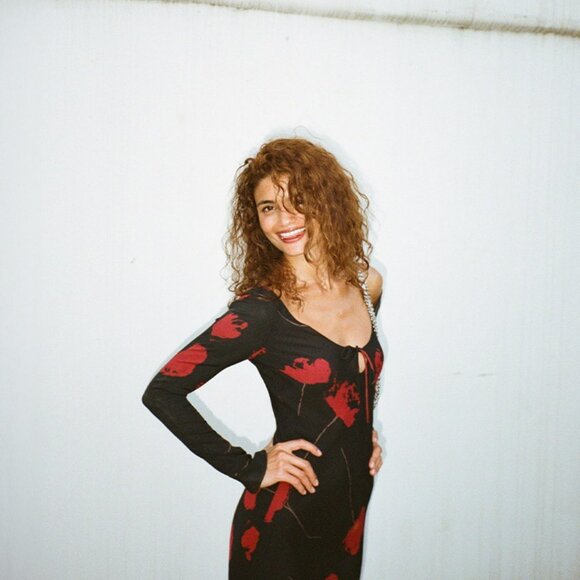 Realisation Par V-neck long-sleeved silk dress - Picture 3 of 9